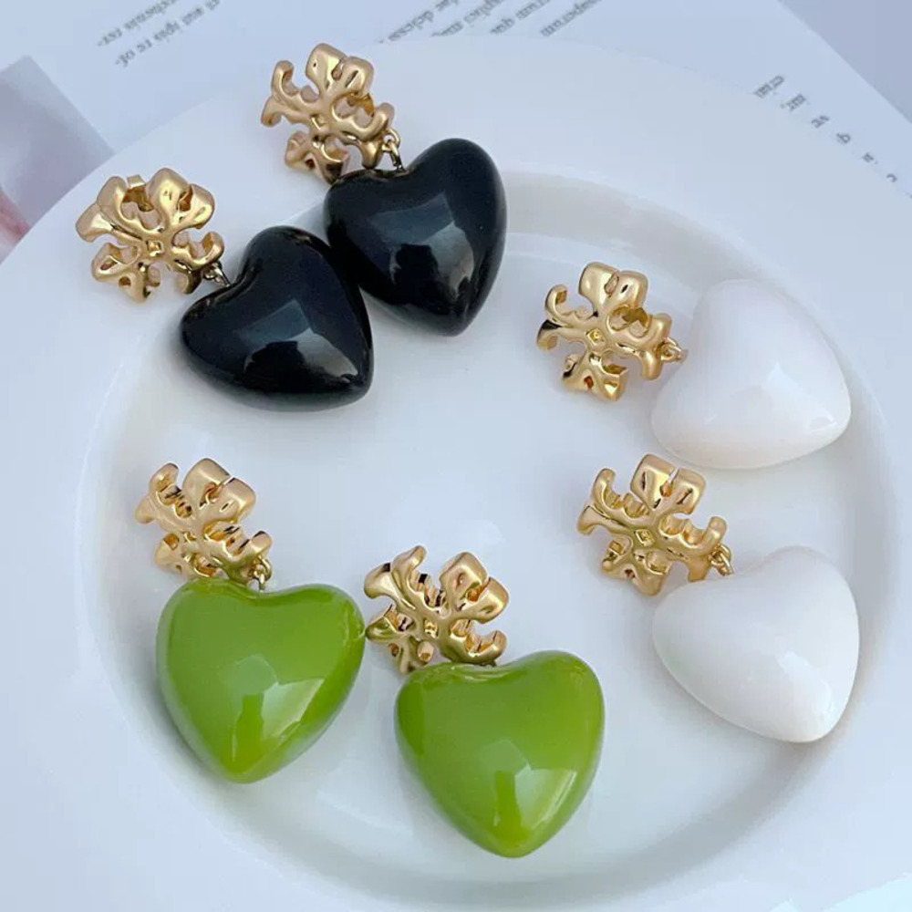 Tory Burch 3D Heart Alphabet Metal Drop Earrings